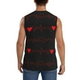 thumbnail image 4 of Lsque Cardiogram and Heart Print Men's Cotton Blend Sleeveless Muscle Shirts (S-3XL)- Moisture Wicking, Odor Protection, UPF 30+,3X-Large, 4 of 8
