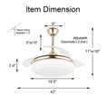 thumbnail image 4 of 36W Indoor Gold Led Retractable Modern Ceiling Fan with Remote Control, 4 of 8