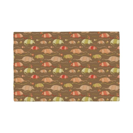 

Table Placemats Set of 6 - Armadillo Floral 1 12x18 In Faux Linen Double Heat Resistant Place Mats Cloth Indoor/Outdoor Placemats Washable Table Mats for Dining Kitchen Party