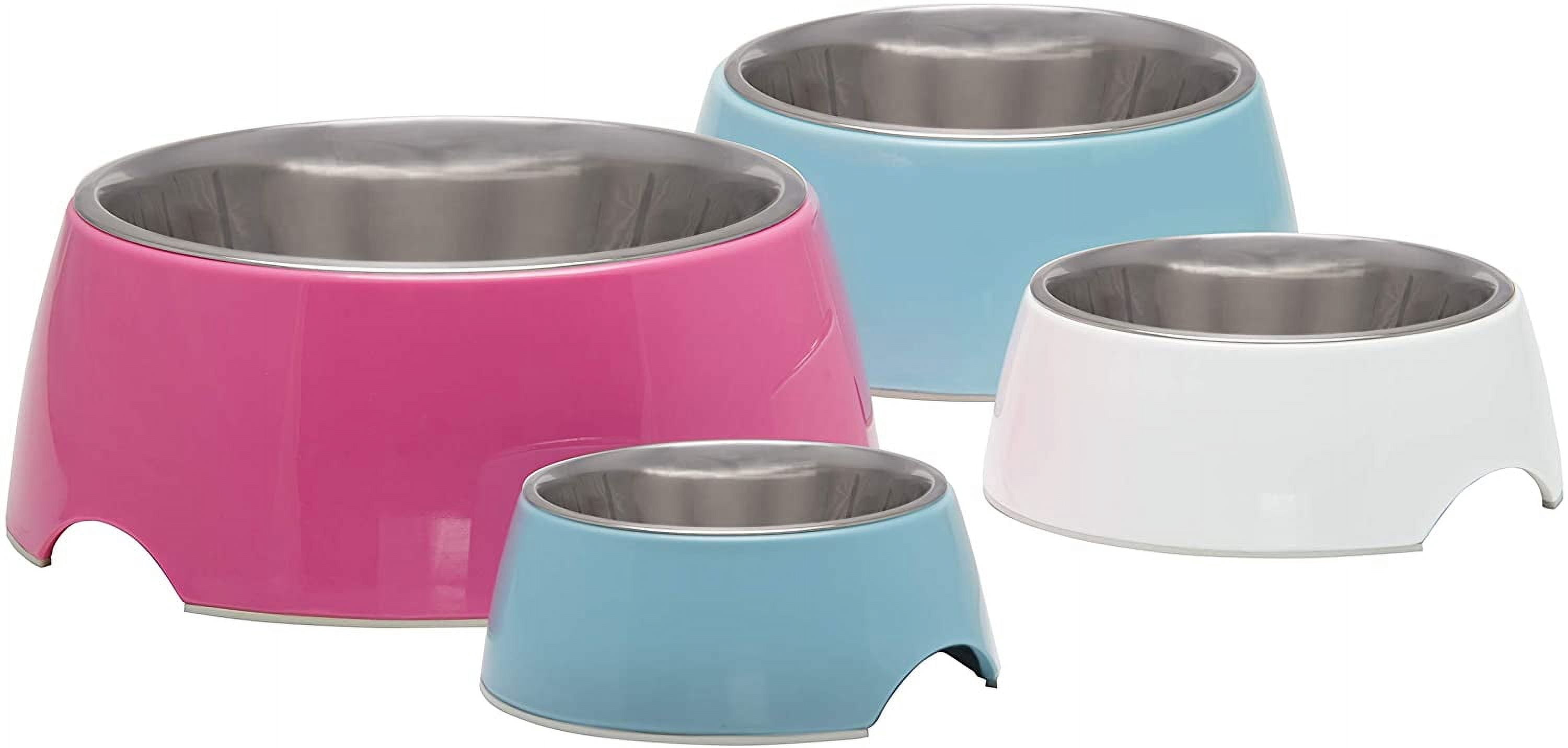 Loving Pets - Retro Bowl Dog Food Water Bowl No Tip Stainless Steel Elevated Pet Bowl No Skid Spill Proof (Large, Pink) Large Hot Pink