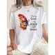 thumbnail image 1 of Women's Casual Butterfly Graphic Tee - Comfy Stretchy Polyester Blend, Crew Neck Short Sleeve T-Shirt with Slogan Print, Machine Washable - Perfect for Summer & Spring, 1 of 6