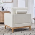 thumbnail image 4 of GZXS Upholstered Armchair with Bolster Pillows, 35.43"W Boucle Fabric Accent Chair with Solid Rubber Wood Legs, Removable Seat/BackCushions, for Living Room/Reading Nook (Ivory+Natural), 4 of 10