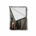 thumbnail image 2 of Fantasy World Soft Flannel Fleece Throw Blanket, Fantasy Fiction Themed Illustration in an Alien World with 3s, Cozy Plush for Indoor and Outdoor Use, 70" x 90", Grey Orange, by Ambesonne, 2 of 6