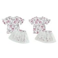 thumbnail image 4 of Okbabeha Toddler Girls 2Pcs Summer Outfits Short Sleeve Bow Print Tops Tulle Skirt Set Baby Clothes, 4 of 8