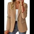 thumbnail image 1 of Blazer Informal de Otoño para Mujer, Ligero, con Forro Completo, Cuello de Solapa con Botones, Ajustado, Moderno y con Bolsillo Caqui M, 1 of 10
