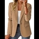 thumbnail image 1 of Blazer Informal de Otoño para Mujer, Ligero, con Forro Completo, Cuello de Solapa con Botones, Ajustado, Moderno y con Bolsillo Caqui XXL, 1 of 10