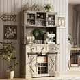 thumbnail image 7 of EastVita 72" Farmhouse Bar Cabinet with Sliding Barn Door, Tall Kitchen Buffet Rustic Coffee Wine Bar Sideboard Gray, 7 of 7