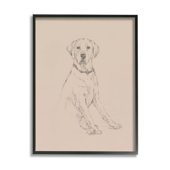 Stupell Retriever Dog Minimal Drawing Animals & Insects Drawing Black Framed Art Print Wall Art