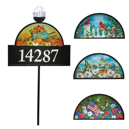 address stake plaque seasons solar numbers decorative sign garden light