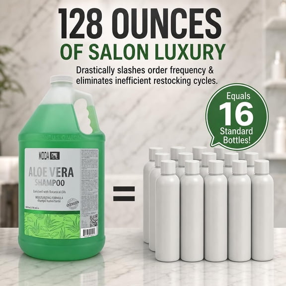 MODA - Moisturizing Shampoo for All Hair Types, Aloe Vera, 128 Oz, Professional - Deeply Cleanses and Conditions, Strengthens, Restores and Shine your Hair