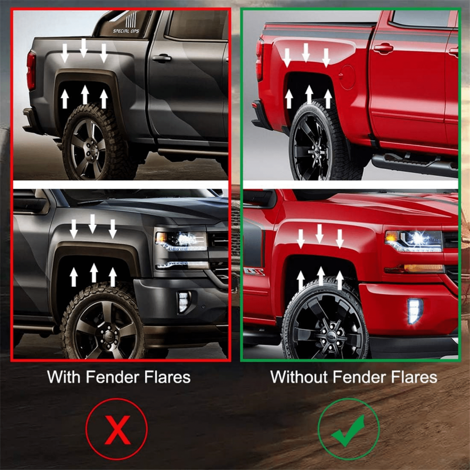 Mud Flaps for 2014-18 Chevy Silverado 1500 Accessories, 2019 Silverado 1500 LD, 2015-19 Silverado 2500/3500 Heavy Duty Molded Splash Guard Front & Rear Mud Guards, Non-Drilling