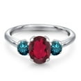 thumbnail image 3 of Gem Stone King 1.84 Ct Oval Red Mystic Topaz Blue Diamond 925 Sterling Silver Ring, 3 of 6
