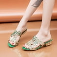 thumbnail image 6 of Viluyesy Sandals for Womens, Low Heels Open Toe Trendy Rhinestones Summer Fashion Wedge Sandals Green, 6 of 8