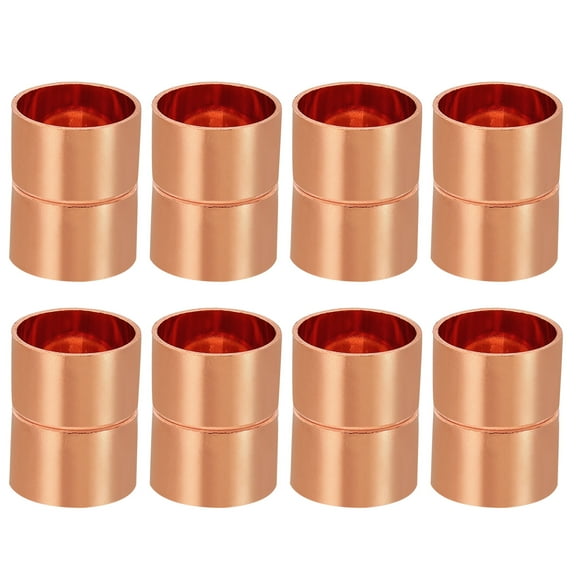 Uxcell 3/4" ID Copper Coupling Fittings, 8 Pcs Rolled Tube Stop Straight Pipe Fitting Welding Joint for HVAC (1mm Thick)