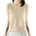 thumbnail image 2 of Puntoco Suéter de punto para mujer, camisa básica, manga corta, cuello en V, top de moda, 2 of 3