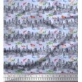thumbnail image 1 of Soimoi Satin Silk Fabric Animals,Bird & Tree Modern Style Print Fabric by the Yard 42 Inch Wide, 1 of 3
