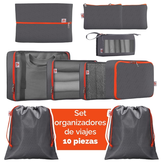 Organizadores de viaje para maletas bolsas organizadoras paquete 10 piezas esenciales para viaje útil para set de maletas 28” 24” y 20” Travel organizer Armored Travel