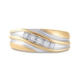 thumbnail image 2 of Solid 14K Yellow Gold Real Natural Diamond Mens Wedding Band Ring 1/4 Carat - Size - 10 ( .25 Cttw ), 2 of 5