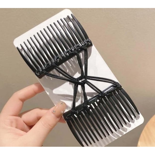 Peine para el cabello elástico ajustable negro, pinza para el cabello doble elástica, horquillas y deslizadores para el cabello sin arrugas, accesorios y herramientas para peinar el cabello para mujer