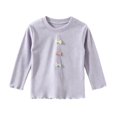 thumbnail image 6 of FAIWAD Girls Ribbed Knit Shirts Cute Long Sleeve Crew Neck Bow Tops Fall Casual Daily Clothes, 6 of 7