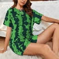 thumbnail image 4 of Fuzoiu Green Stripes Of Watermelon Print Women's Short-Sleeved Pajama Set,Lounge Sleepwear Set,Womens Pajama Sets 2 Piece,Button-Up Top and Shorts with Pockets-3X-Large, 4 of 7