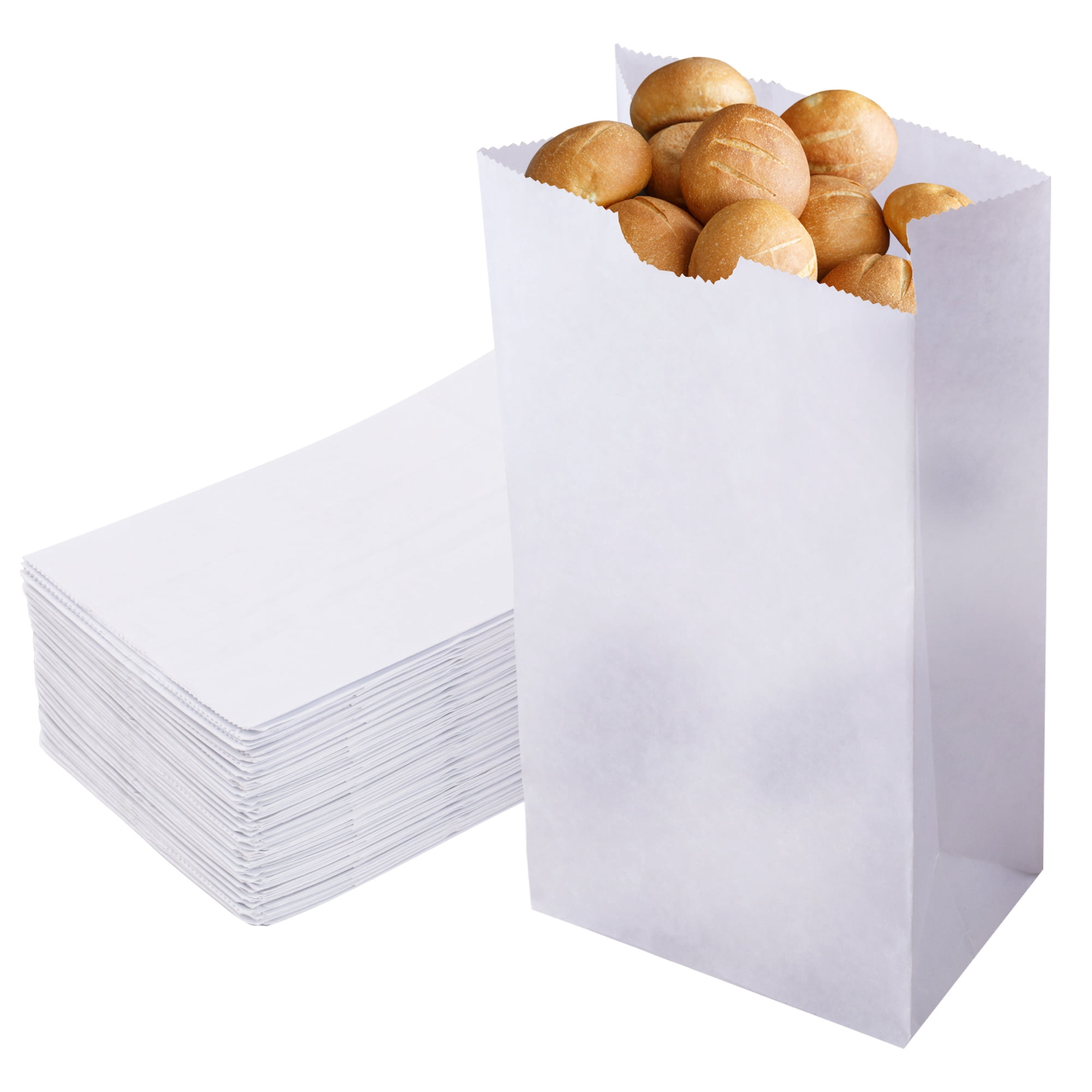 Bread Bags Craft Bags White Sack Lunch Bags Bulk 5x2.95x9.45 Inches Paper Bags BagDream Paper Lunch Bags 4lb 50Pcs Snack Bags 