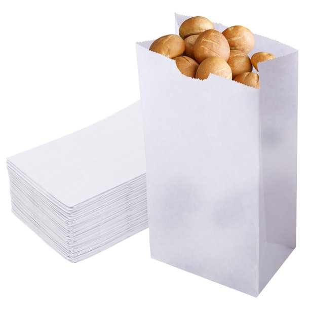 [125 Pack] 4 Lb Waxed Bakery Bags White Paper Lunch Bags
