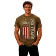 thumbnail image 6 of Men's USA 250 Years Patriotic Flag Print T Shirts Casual Short Sleeve Independence Day Comfortable Tees Tops,Khaki,2XL, 6 of 9