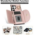 thumbnail image 2 of Wallet Case Compatible with Samsung Galaxy S21 Ultra Case with Card Holder - Credit Card Slot,RFID Blocking,360°Rotating Ring Kickstand and PU Leather Wallet Cover for Women, Rosegold, 2 of 9