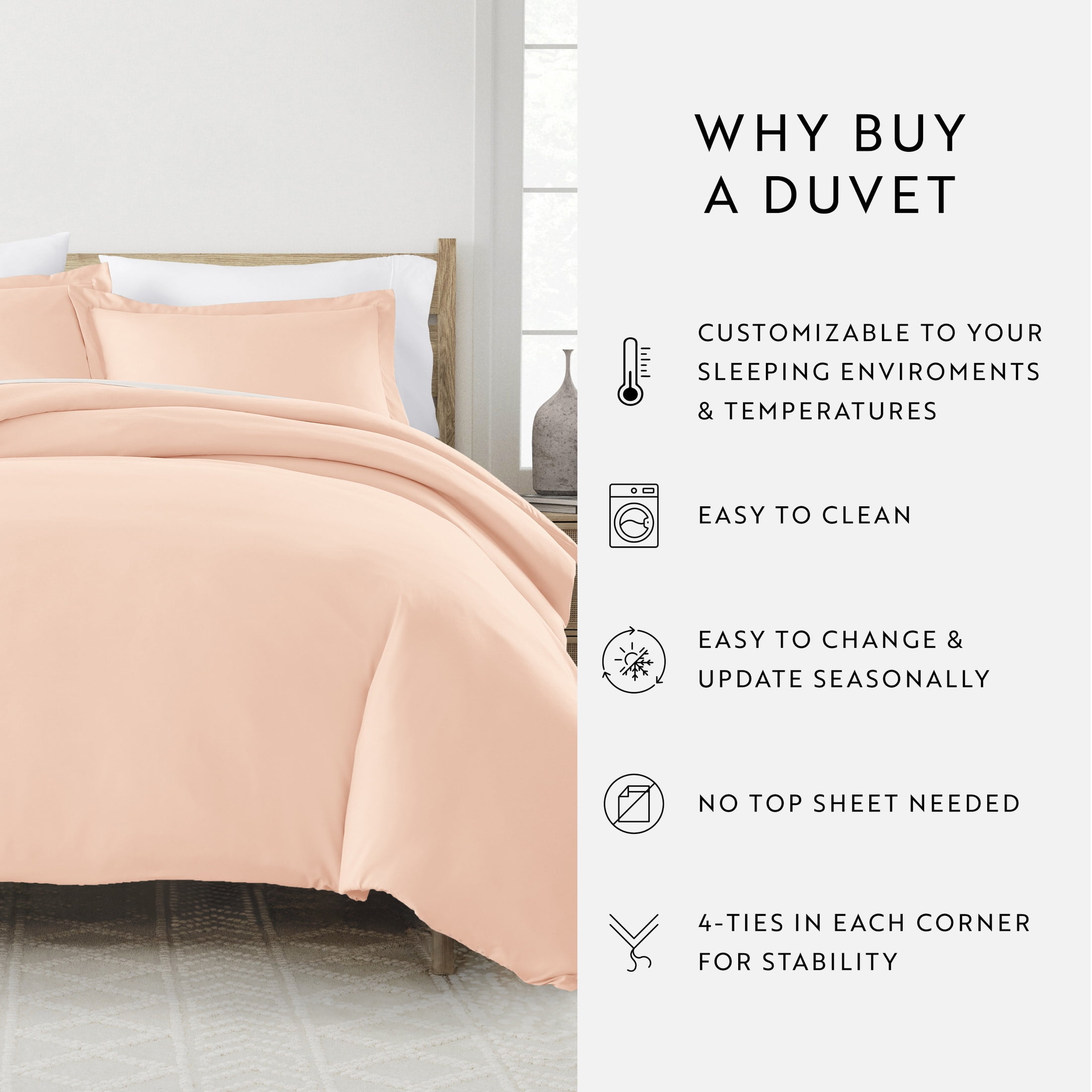 Noble Linens 2-Piece Blush Duvet Cover Set, Twin/Twin XL