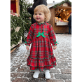 thumbnail image 4 of Cjfdfy Toddler Little Girls Christmas Nightgowns Outfit Holiday Plaid Dress With Red Ribbon Bow Ruffle Long Sleeve Pajamas Cute Kids Christmas Fall Winter Outfit, 4 of 9