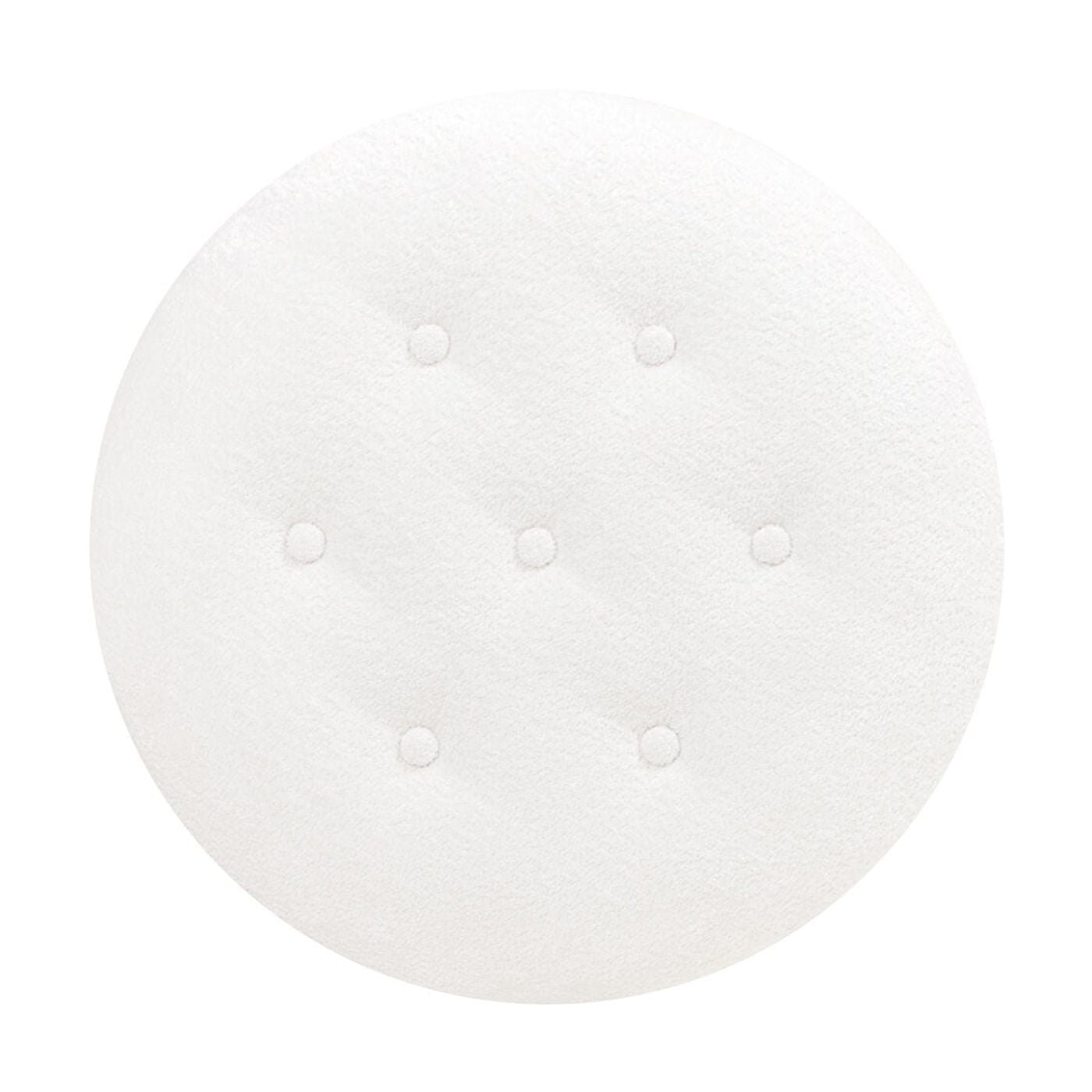 24" Round White Chenille Ottoman with Tassel Fringe, Upholstered Accent Stool for Living Room