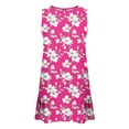 thumbnail image 5 of qucoqpe Womens Summer Dress Fashion Casual Floral Printed Sleeveless Round Neck Mini Dress Loose Flowy Pleated Hem Sundress, 5 of 6