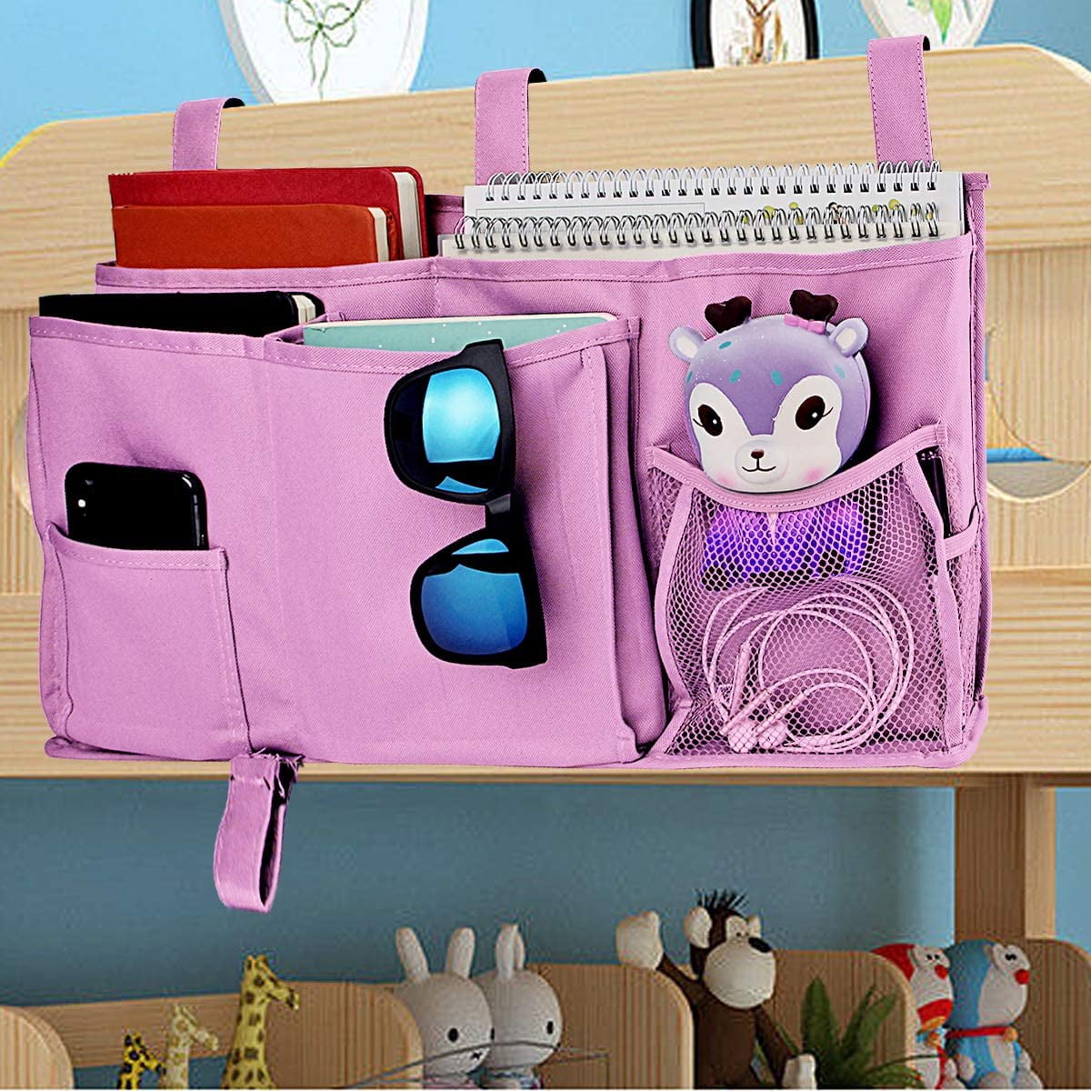 Kepooman Multi-function Oxford Bedside Caddy Hanging Storage Bag with 8 Pockets for Bunk Dorm Bed, Pink Kepooman Multi-function Oxford Bedside Caddy Hanging Storage Bag with 8 Pockets for Bunk Dorm Bed, Pink