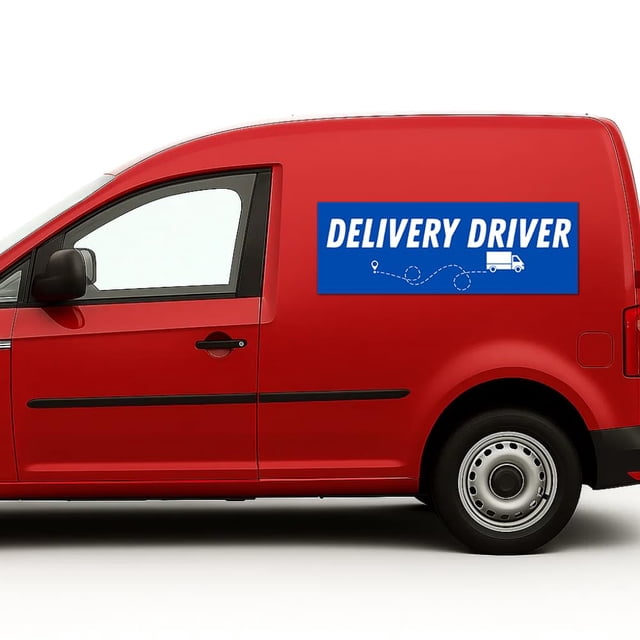 Deliivery Driver Car Magnet Sign by DC | Flexible Car Magnetic Sheets with Adhesive Backing | 12"x36" Bumper Magnet Sticker for Vehicles, Trucks & Business Advertising Signs | 2 PC | Made in USA