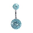 thumbnail image 2 of Jiaroswwei Women's Fashion Rhinestone Balls Navel Button Barbell Body Piercing Belly Ring, 2 of 8