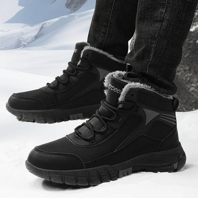 LSLJS Men Shoes Solid Color Winter Keep Warm Woolen Casual Bandage Short Boots, Men's Snow Boots