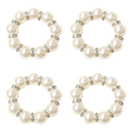 

4Pcs Pearl Design Napkin Buckles Decorative Napkin Rings Wedding Party Napkin Buckles