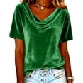 thumbnail image 1 of Camisas de Color Sólido para las Mujeres Plisados Estirables Puños V-Cuello Suéter de Moda, Camisas de Manga Larga de las Mujeres para el Hogar Y el Uso Diario, 1 of 5