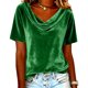 thumbnail image 1 of Camisas de Color Sólido para las Mujeres Plisados Estirables Puños V-Cuello Suéter de Moda, Camisas de Manga Larga de las Mujeres para el Hogar Y el Uso Diario, 1 of 5