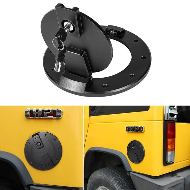 Sunluway Black Fuel Door Locking Billet Aluminum Gas Tank Cap Cover Fit