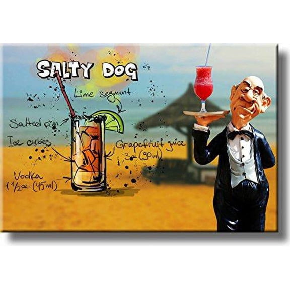 Salty Dog Cocktail Recipe Picture on Stretched Canvas, Wall Art Decor, Ready to Hang!