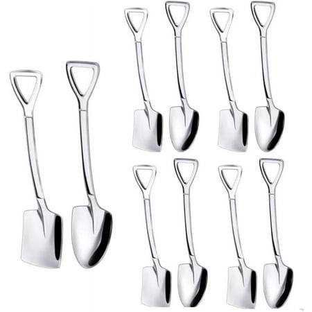 

HYKE 10Pcs Silver Mini Dessert Spoon Set 4.8 Shovel Shape Stainless Steel Spoons Dessert Ice Cream Fruit Spoon for Home Kitchen or Restaurant Dessert Spoons Flatware
