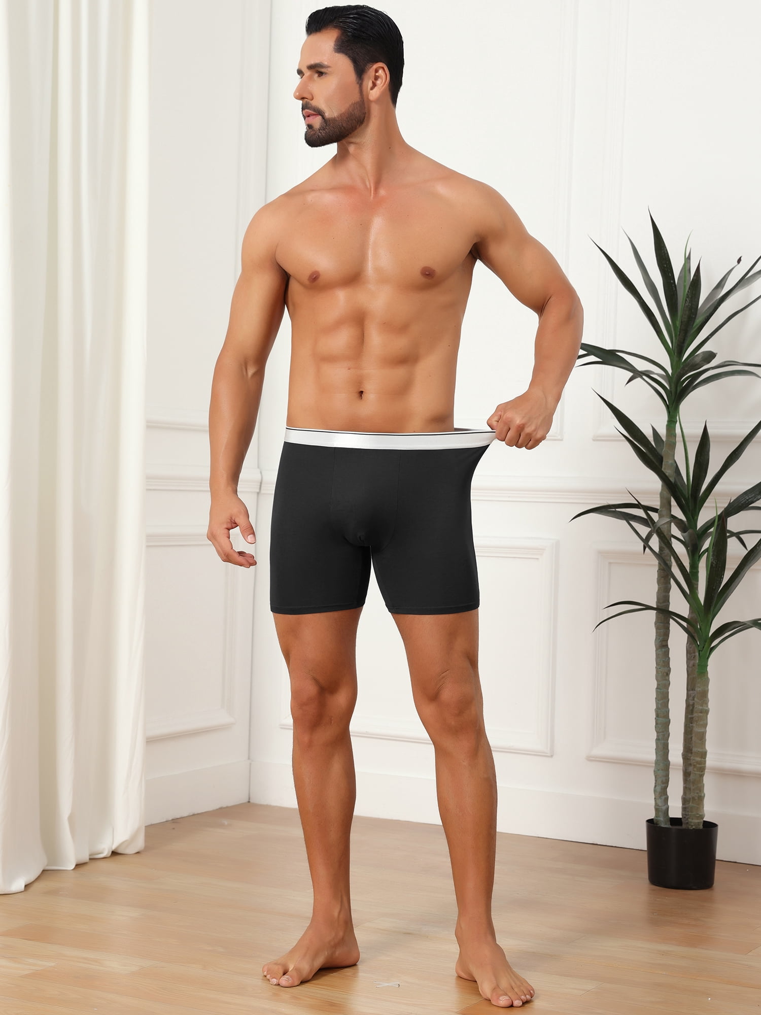 DARING DIVA Men's Stretch Waistband Boxer Brief Comfortable Solid Underwear 40 Black