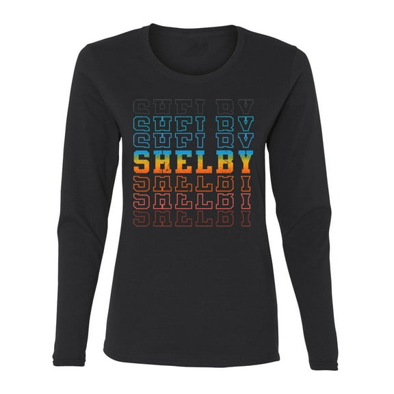 Wild Bobby Ford Shelby Vintage Retro All-Over Color Shift Logo Women Graphic Long Sleeve Tee