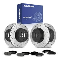 AutoShack Front & Rear Drilled & Slotted Brake Rotors Ceramic Brake Pads | Replacement for Chevrolet Silverado 1500 Tahoe Suburban 1500 GMC Sierra 1500 | E-Coated | 12-PC Brake Kit | ShadowGuard