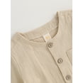 thumbnail image 6 of Wassery 2Pcs Baby Boy Fall Outfits Set Short Sleeve Button Down Shirt + Pants Set 6M 12M 18M 2T 3T 4T Toddler 2PCS Casual Cotton Linen Clothes, 6 of 9