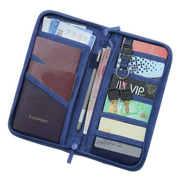Cartera multifunción para pasaporte, documentos de identidad, tarjetas de crédito, organizador con cremallera (como se muestra)