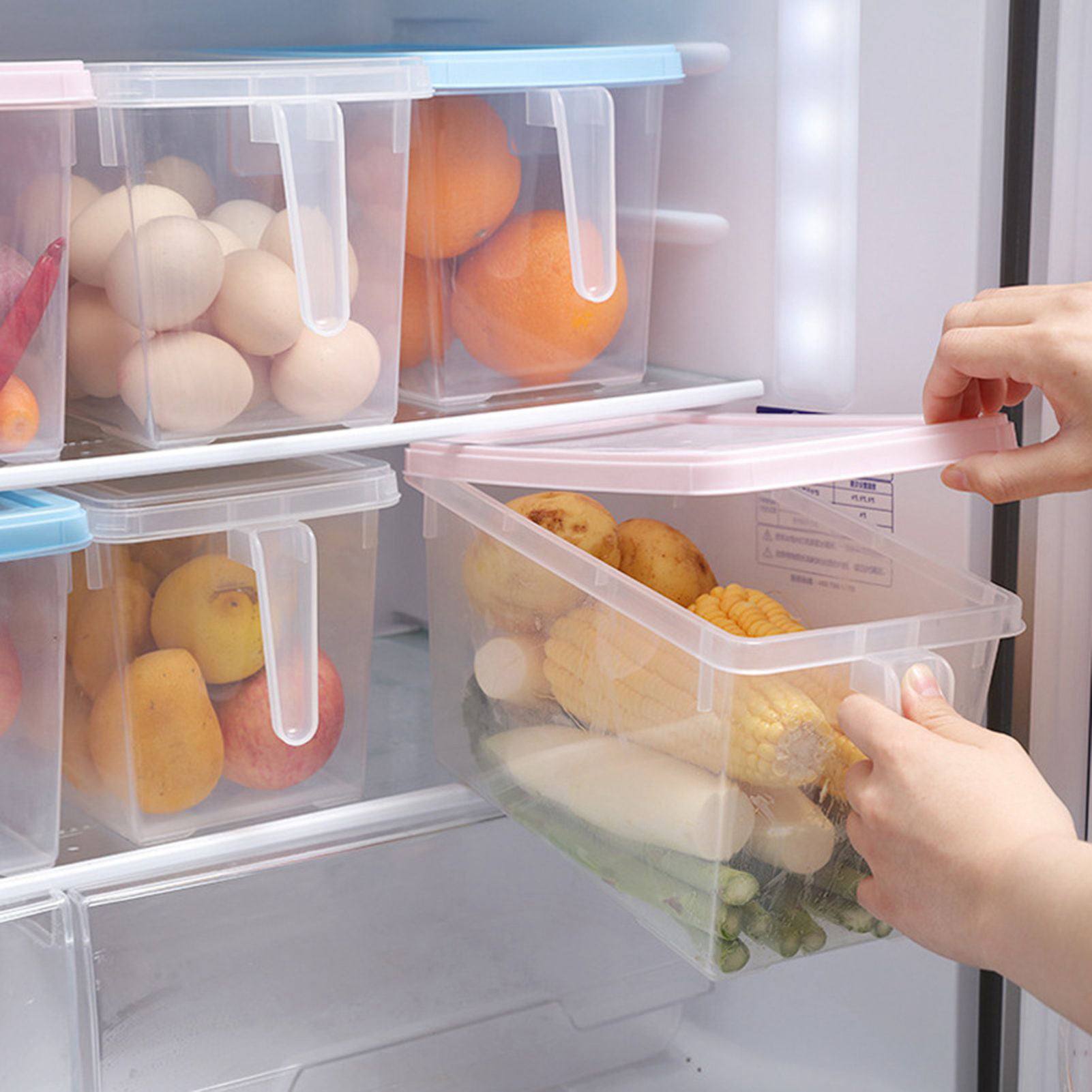 Refrigerator Storage Box Food Container Kitchen Fridge Organizer Bins UwIxK 