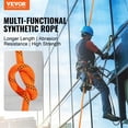 thumbnail image 2 of Double Braided Polyester Rope 1/2 in x 220 ft 48 Strands 8000 LBS Breaking Strength Outdoor Climbing Arborist Rigging Rock Hiking Camping Swing Rappelling Orange Black, 2 of 7